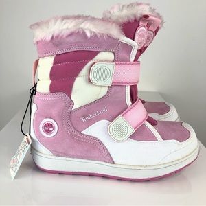 Timberland Pink and White Kids Boots
